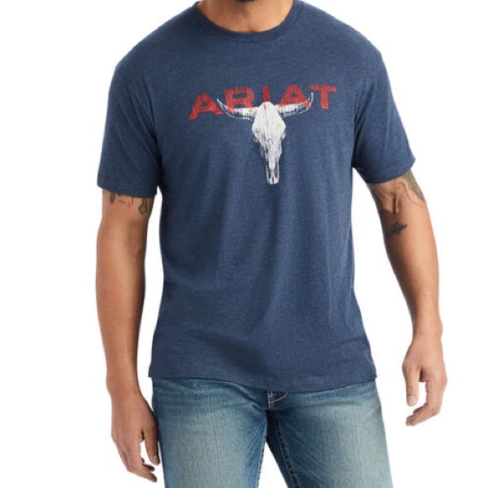 ARIAT T-Shirt Streak Skull Navy Blue Size S